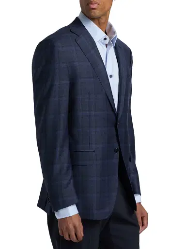 Canali Men's Siena Plaid Wool Sport Coat - Blue | Thumbnail 4 Canali Men's Siena Plaid Wool Sport Coat - Blue | Thumbnail 4