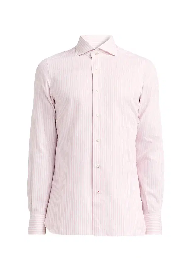 Men's Faded Bengal Stripe Cotton Shirt - White Pink
