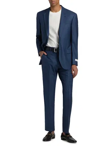 Emporio Armani Men's Check Wool-Silk Suit - Blue - Size 50 | Thumbnail 2