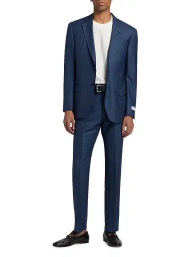 Emporio Armani Men's Check Wool-Silk Suit - Blue - Size 50 | Thumbnail 3