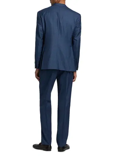 Emporio Armani Men's Check Wool-Silk Suit - Blue - Size 50 | Thumbnail 5