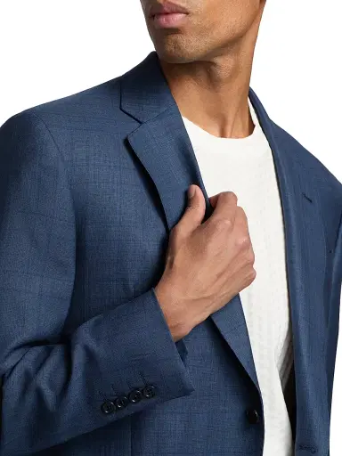Emporio Armani Men's Check Wool-Silk Suit - Blue - Size 50 | Thumbnail 6
