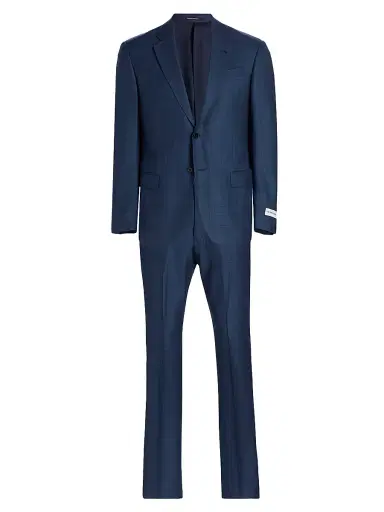 Emporio Armani Men's Check Wool-Silk Suit - Blue - Size 50 | Thumbnail 1