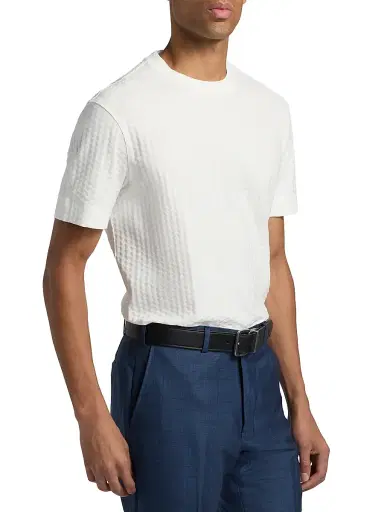 Emporio Armani Men's Textured Geometric-Print Cotton T-Shirt - White - Size XXL | Thumbnail 4 Emporio Armani Men's Textured Geometric-Print Cotton T-Shirt - White - Size XXL | Thumbnail 4