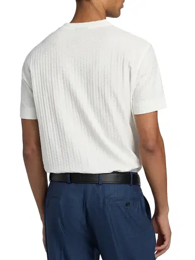 Emporio Armani Men's Textured Geometric-Print Cotton T-Shirt - White - Size XXL | Thumbnail 5 Emporio Armani Men's Textured Geometric-Print Cotton T-Shirt - White - Size XXL | Thumbnail 5