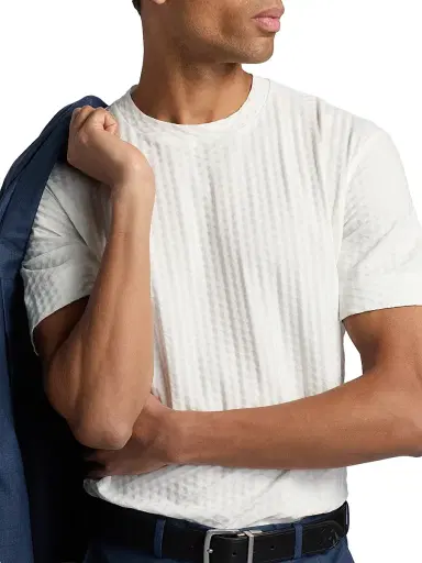 Emporio Armani Men's Textured Geometric-Print Cotton T-Shirt - White - Size XXL | Thumbnail 6 Emporio Armani Men's Textured Geometric-Print Cotton T-Shirt - White - Size XXL | Thumbnail 6