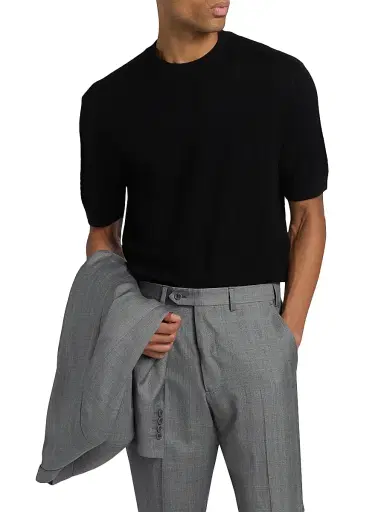 Emporio Armani Men's Tonal Honeycomb Wool Crewneck Sweater - Black - Size XL | Thumbnail 3 Emporio Armani Men's Tonal Honeycomb Wool Crewneck Sweater - Black - Size XL | Thumbnail 3