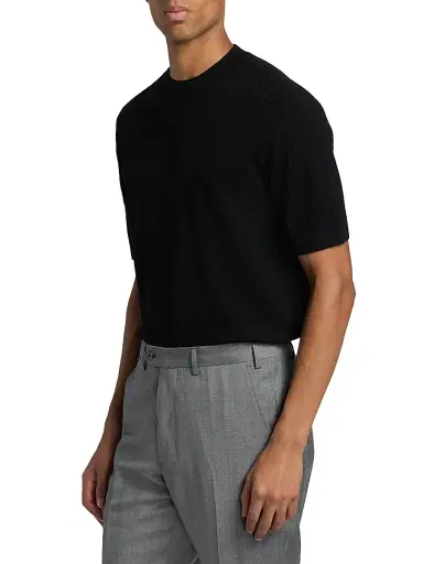 Emporio Armani Men's Tonal Honeycomb Wool Crewneck Sweater - Black - Size XL | Thumbnail 4 Emporio Armani Men's Tonal Honeycomb Wool Crewneck Sweater - Black - Size XL | Thumbnail 4