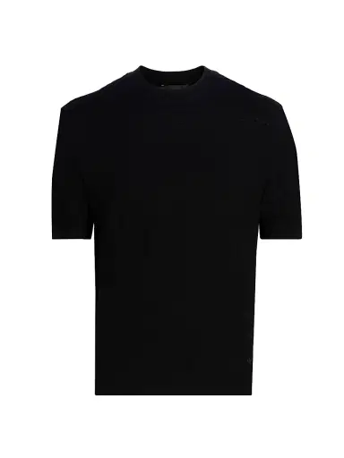 Emporio Armani Men's Tonal Honeycomb Wool Crewneck Sweater - Black - Size XL | Thumbnail 1 Emporio Armani Men's Tonal Honeycomb Wool Crewneck Sweater - Black - Size XL | Thumbnail 1