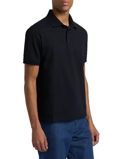 Emporio Armani Men's Textured Geometric-Print Cotton Polo Shirt - Navy - Size XXL | Thumbnail 4