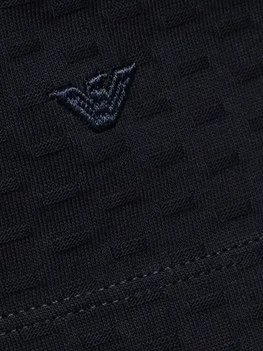 Emporio Armani Men's Textured Geometric-Print Cotton Polo Shirt - Navy - Size XXL | Thumbnail 7