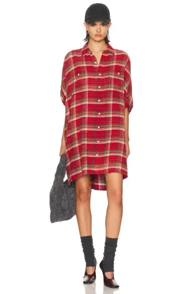 R13 Plaid Oversized Boxy Shirt Dress | Thumbnail 1 R13 Plaid Oversized Boxy Shirt Dress | Thumbnail 1