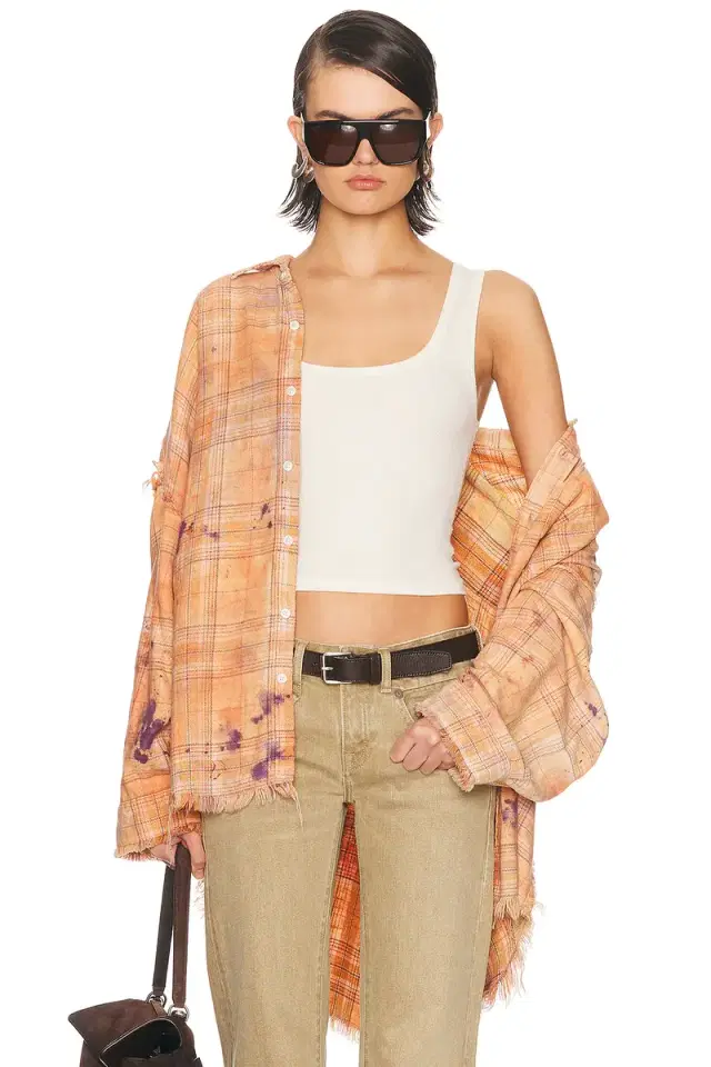 R13 Shredded Seam Drop Neck Shirt