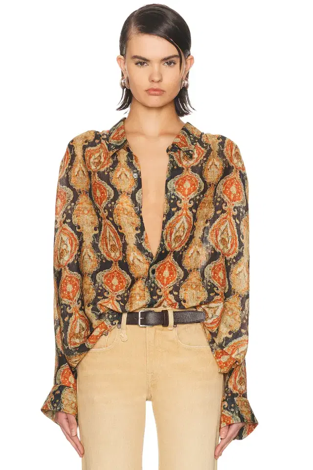 R13 Gathered Yoke Drop Neck Shirt