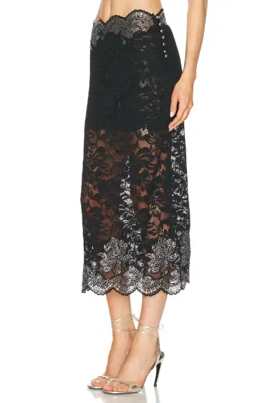 Rabanne Studded Lace Midi Skirt | Thumbnail 3 Rabanne Studded Lace Midi Skirt | Thumbnail 3
