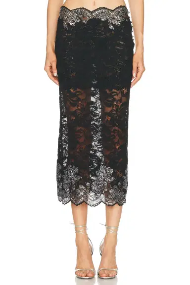 Rabanne Studded Lace Midi Skirt | Thumbnail 1 Rabanne Studded Lace Midi Skirt | Thumbnail 1
