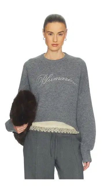 BLUMARINE Knit Logo Embroidered Pullover | Thumbnail 1