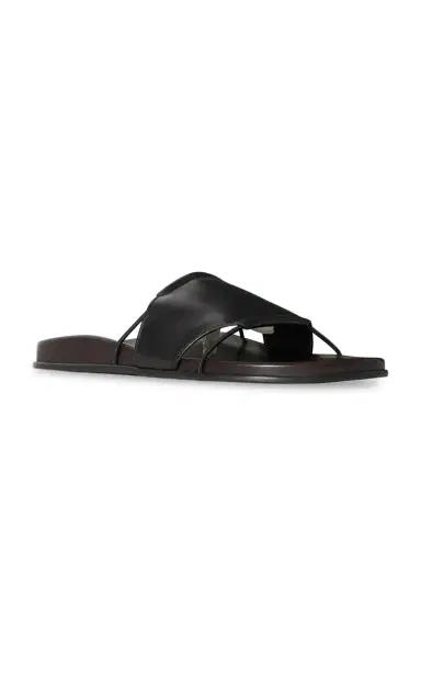 The Row Vivienne Leather Slide Sandals | Thumbnail 3 The Row Vivienne Leather Slide Sandals | Thumbnail 3