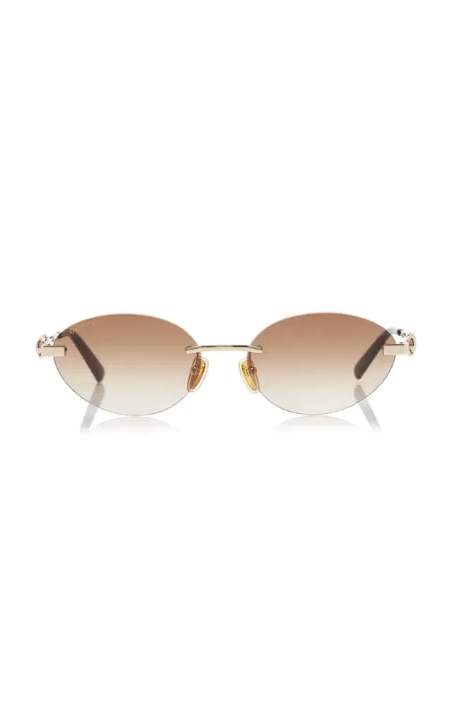 Gucci Round-Frame Metal Sunglasses