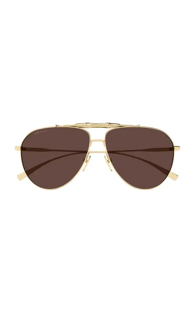 Gucci Aviator-Frame Metal Sunglasses