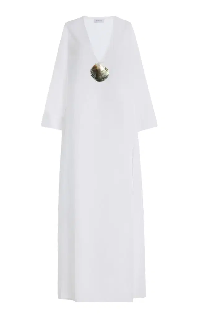 SLOAN Exclusive Shell-Detailed Cotton Voile Maxi Kaftan Dress