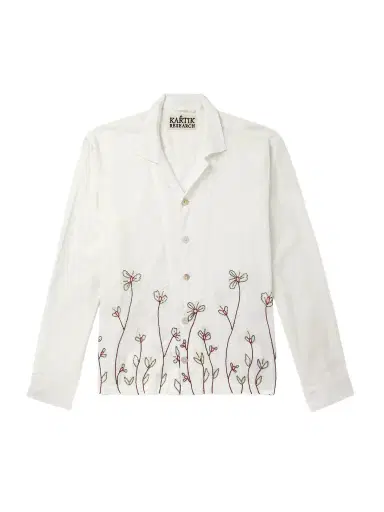 Kartik Research Camp-Collar Bead-Embellished Striped Cotton-Voile Shirt - Men | Thumbnail 1 Kartik Research Camp-Collar Bead-Embellished Striped Cotton-Voile Shirt - Men | Thumbnail 1