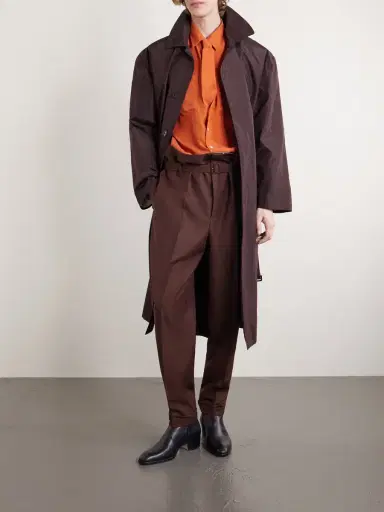 Saint Laurent Tapered Belted Pleated Wool and Mohair-Blend Trousers - Men | Thumbnail 2 Saint Laurent Tapered Belted Pleated Wool and Mohair-Blend Trousers - Men | Thumbnail 2