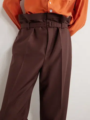 Saint Laurent Tapered Belted Pleated Wool and Mohair-Blend Trousers - Men | Thumbnail 5 Saint Laurent Tapered Belted Pleated Wool and Mohair-Blend Trousers - Men | Thumbnail 5