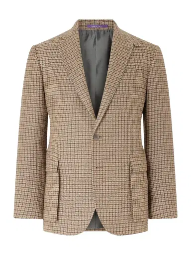 Ralph Lauren Purple Label Kent Suede-Trimmed Checked Linen and Wool-Blend Blazer - Men | Thumbnail 1