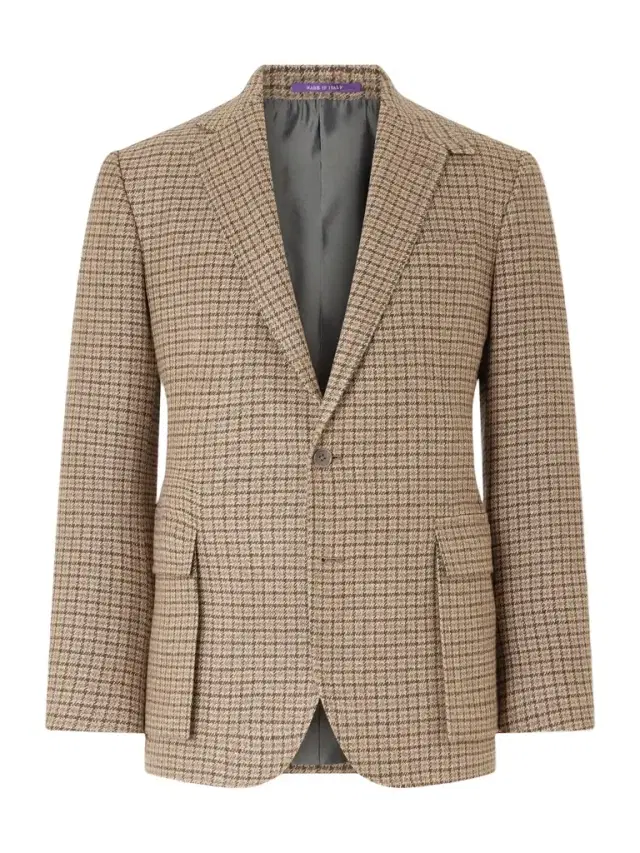 Kent Suede-Trimmed Checked Linen and Wool-Blend Blazer - Men