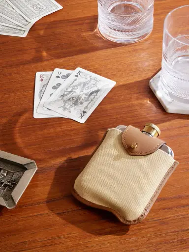 Ralph Lauren Home Garrett Silver- and Gold-Tone Flask with Leather and Canvas Case - Men | Thumbnail 2