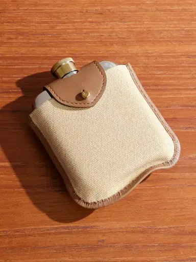 Ralph Lauren Home Garrett Silver- and Gold-Tone Flask with Leather and Canvas Case - Men | Thumbnail 1
