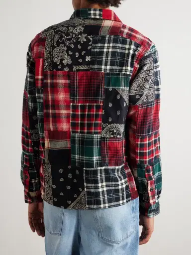 Polo Ralph Lauren Patchwork Checked Cotton-Flannel and Paisley-Print Poplin Shirt - Men | Thumbnail 3 Polo Ralph Lauren Patchwork Checked Cotton-Flannel and Paisley-Print Poplin Shirt - Men | Thumbnail 3