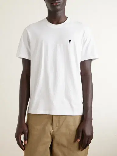 AMI PARIS Logo-Embroidered Cotton-Jersey T-Shirt - Men | Thumbnail 3 AMI PARIS Logo-Embroidered Cotton-Jersey T-Shirt - Men | Thumbnail 3