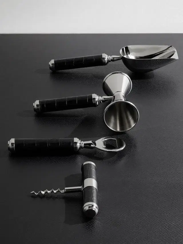 Ralph Lauren Home Wells Stainless Steel and Croc-Effect Leather Bar Tool Set - Men