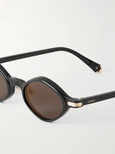 Cartier Eyewear Godron Oval-Frame Acetate Sunglasses - Men | Thumbnail 3