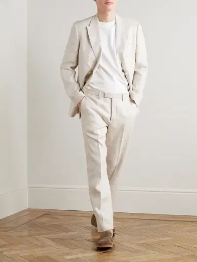 MR P. Straight-Leg Houndstooth Linen Trousers - Men | Thumbnail 2