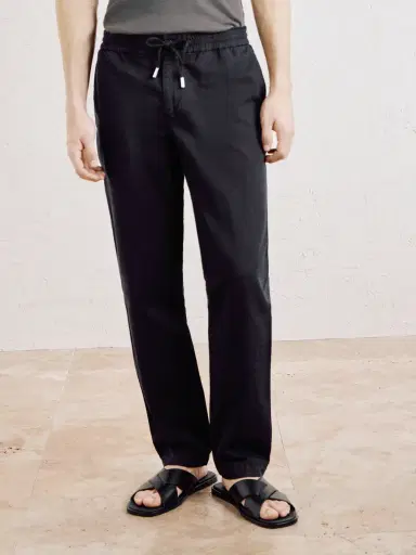 MR P. Straight-Leg Cotton and Linen-Blend Twill Drawstring Trousers - Men | Thumbnail 3