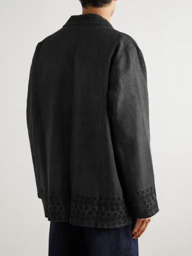 Kartik Research Kasuti Embroidered Wool and Linen-Blend Blazer - Men | Thumbnail 3