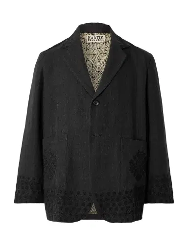 Kartik Research Kasuti Embroidered Wool and Linen-Blend Blazer - Men | Thumbnail 1