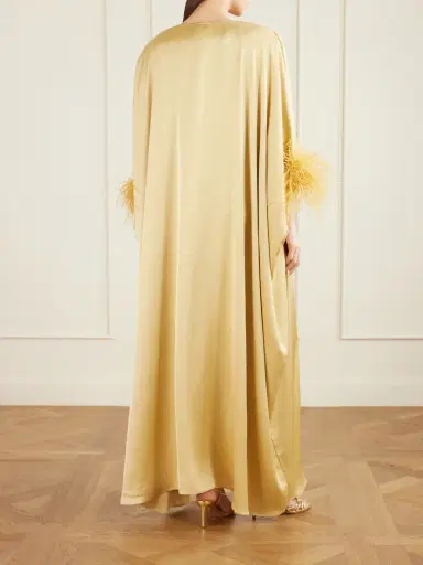 Dima Ayad Asymmetric Feather-trimmed Satin Gown | Thumbnail 3 Dima Ayad Asymmetric Feather-trimmed Satin Gown | Thumbnail 3