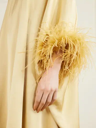 Dima Ayad Asymmetric Feather-trimmed Satin Gown | Thumbnail 4 Dima Ayad Asymmetric Feather-trimmed Satin Gown | Thumbnail 4