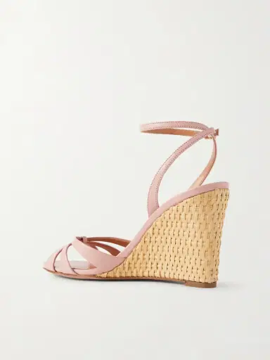 Aquazzura Tati 85 Leather And Wicker Wedge Sandals | Thumbnail 3 Aquazzura Tati 85 Leather And Wicker Wedge Sandals | Thumbnail 3