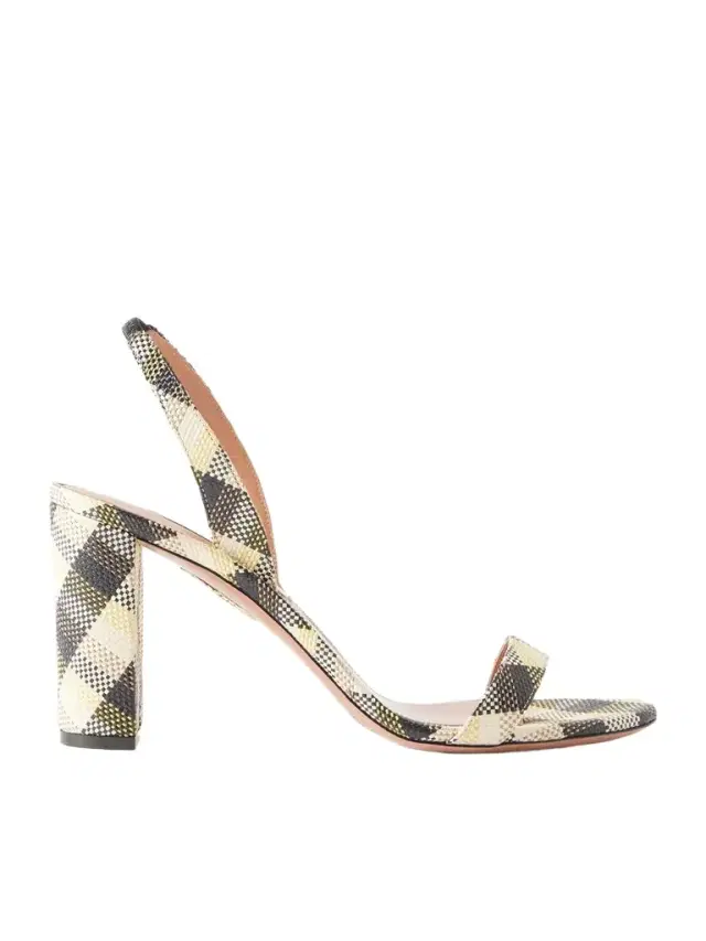 So Nude 85 Checked Raffia Slingback Sandals