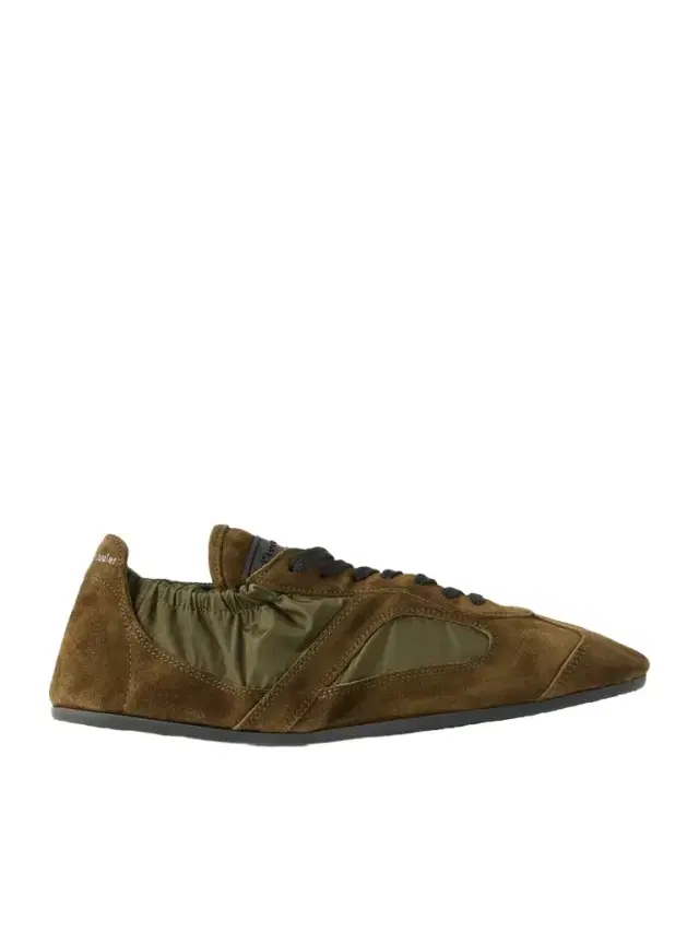 Shell-trimmed Suede Sneakers