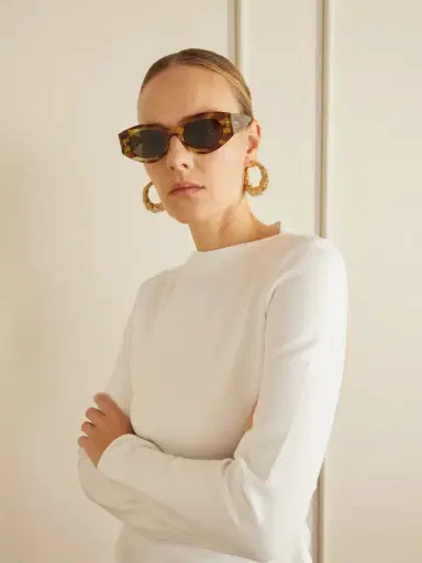 Alaïa Lettering Round-frame Tortoiseshell Acetate Sunglasses | Thumbnail 2 Alaïa Lettering Round-frame Tortoiseshell Acetate Sunglasses | Thumbnail 2