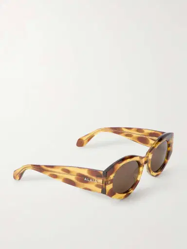 Alaïa Lettering Round-frame Tortoiseshell Acetate Sunglasses | Thumbnail 3 Alaïa Lettering Round-frame Tortoiseshell Acetate Sunglasses | Thumbnail 3