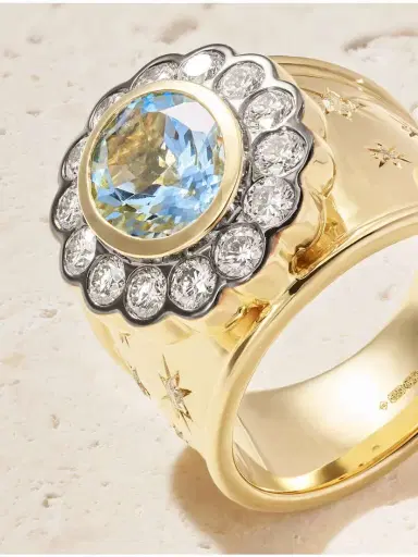 Marlo Laz Alix Cigar 14-karat Gold, Aquamarine And Diamond Ring | Thumbnail 4