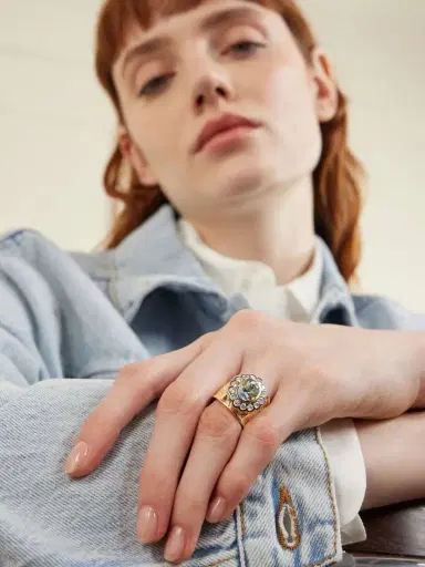 Marlo Laz Alix Cigar 14-karat Gold, Aquamarine And Diamond Ring | Thumbnail 5