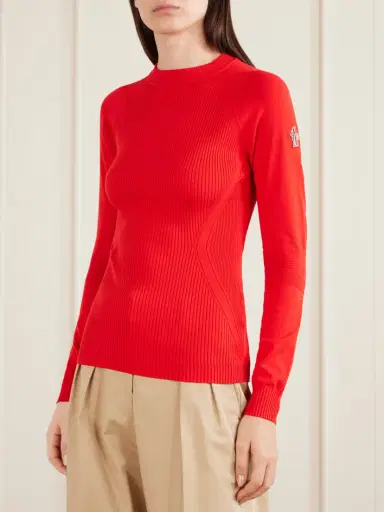 Moncler Grenoble Appliquéd Ribbed-knit T-shirt | Thumbnail 3